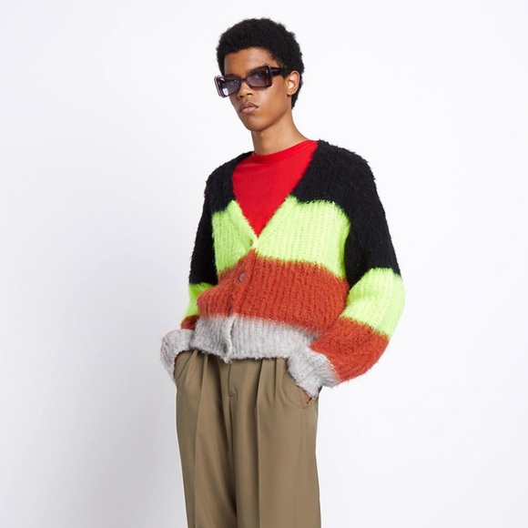 MAISON KITSUNE FLUFFY STRIPES BOXY CARDIGAN - Picture 2 of 6